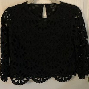 Ann Taylor Petite Scalloped Eyelet Tpo